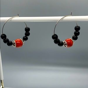 20245 ⭐️Lava stone and red acrylic bead earrings⭐️